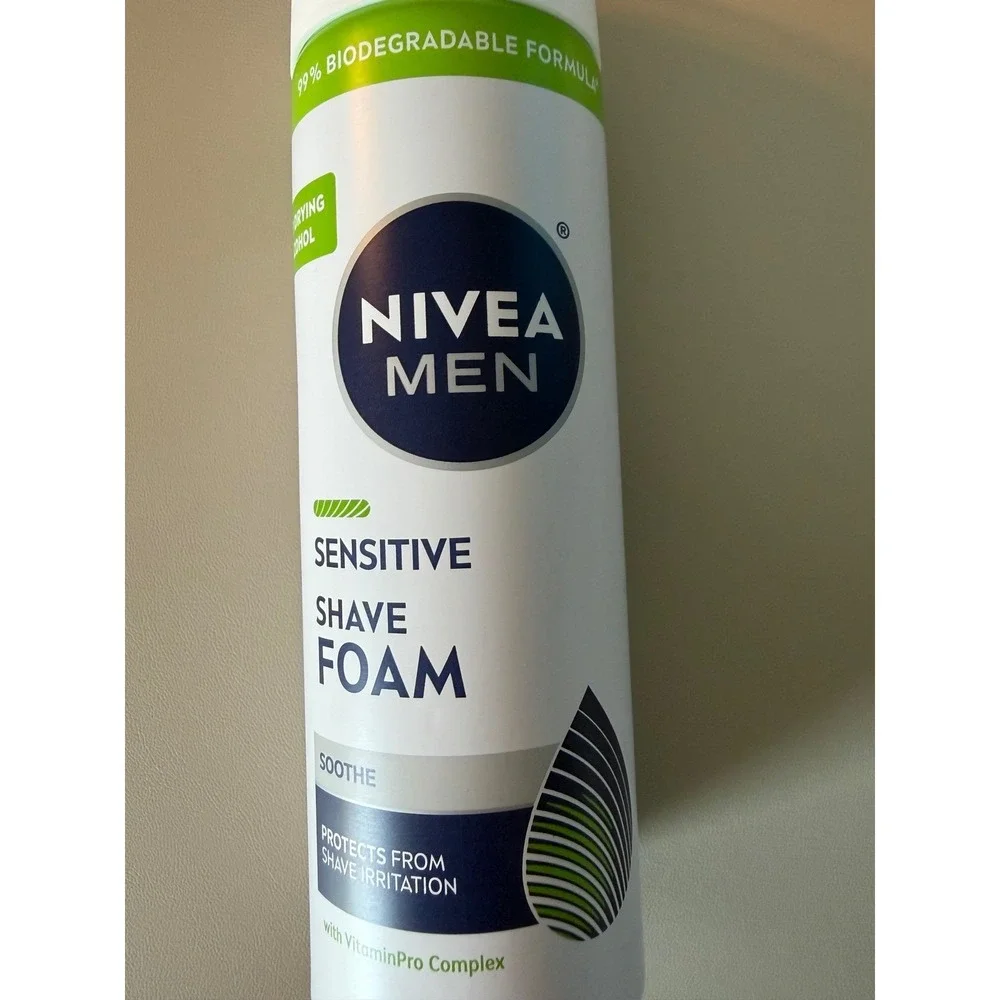 Nivea Men Sensitive Shave Foam 7oz VitaminPro Complex Alcohol Free Made in Italy